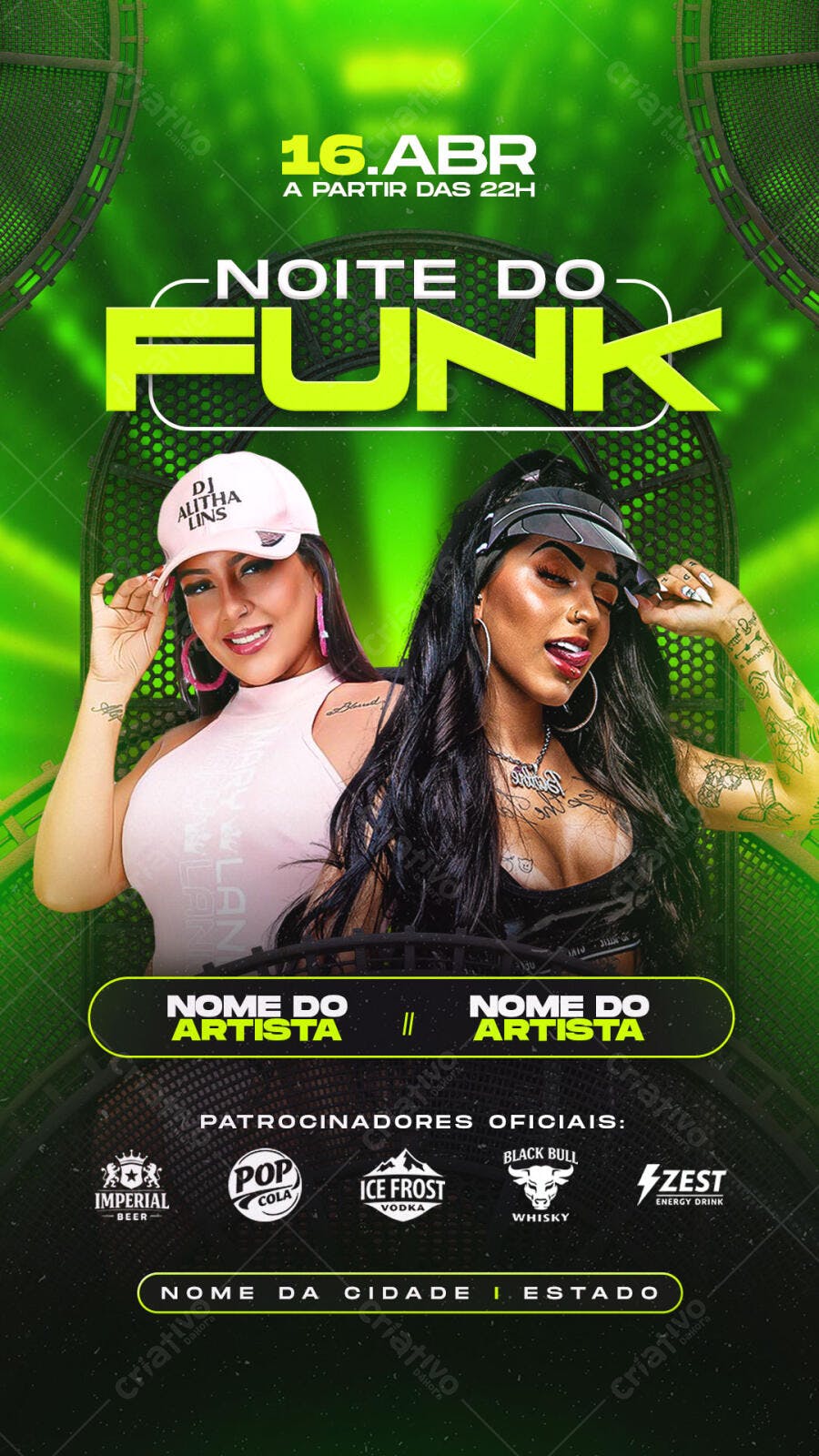 Story Instagram Noite do Funk Evento PSD Editável