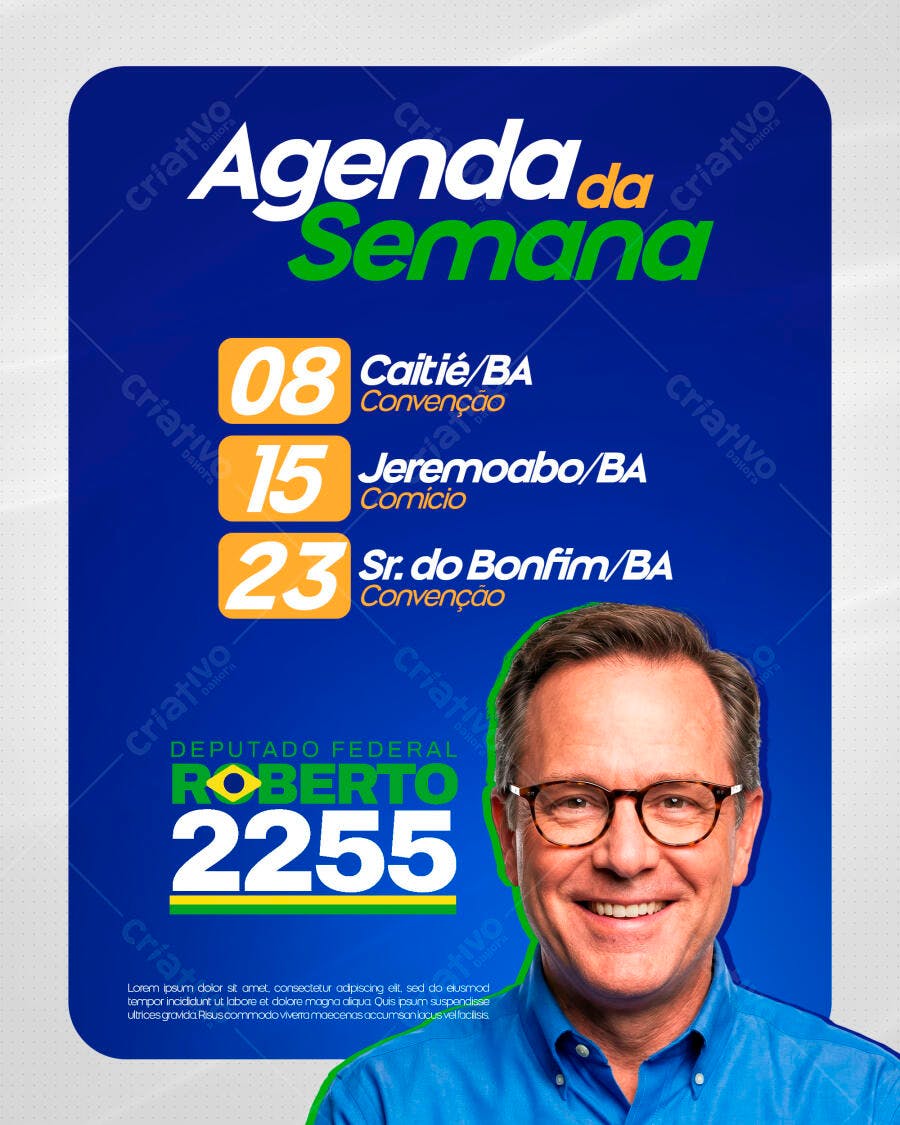 Post Instagram Agenda Política Roberto PSD Editável