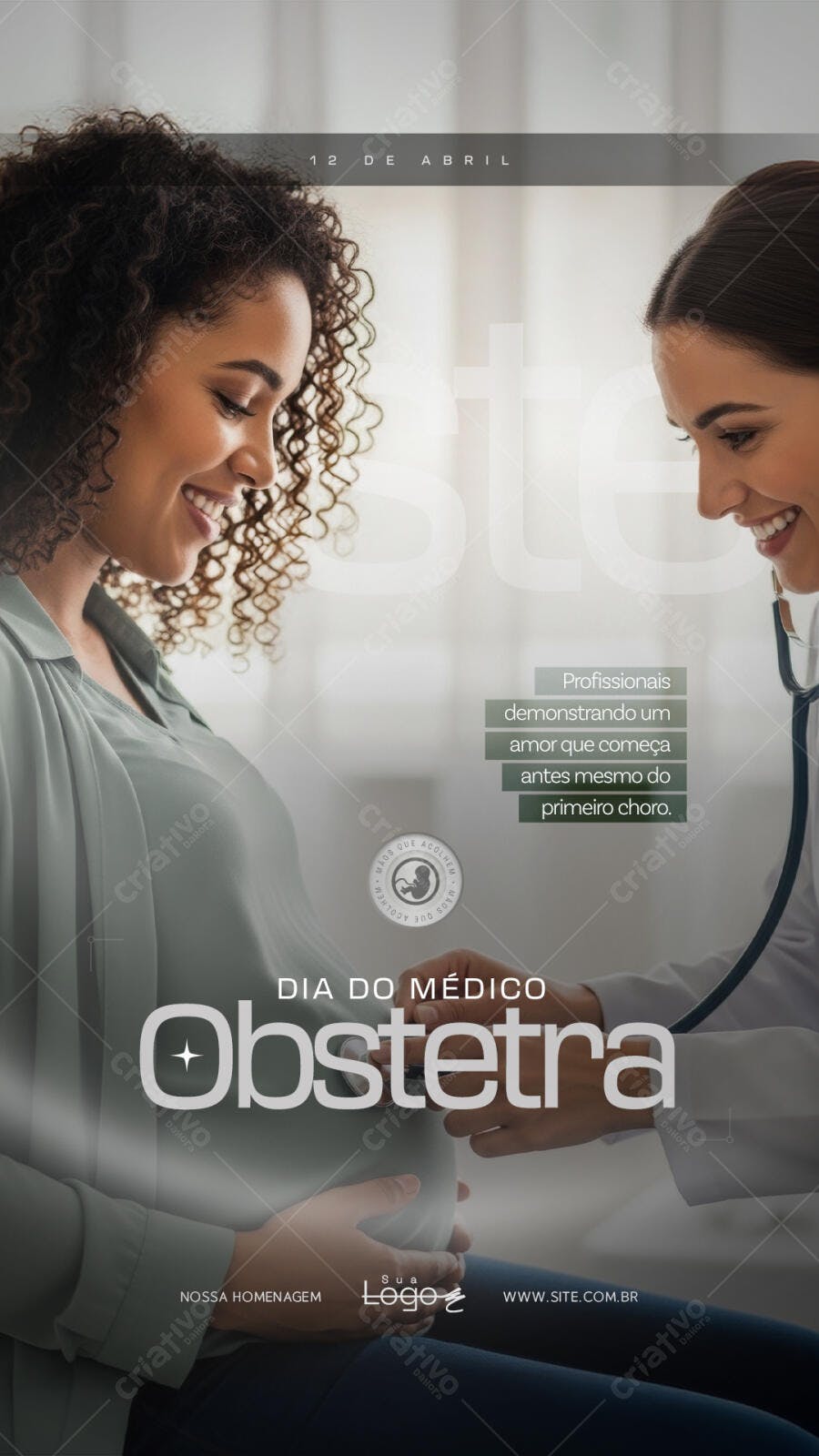 Post Instagram Dia do Médico Obstetra 12 de Abril PSD Editável