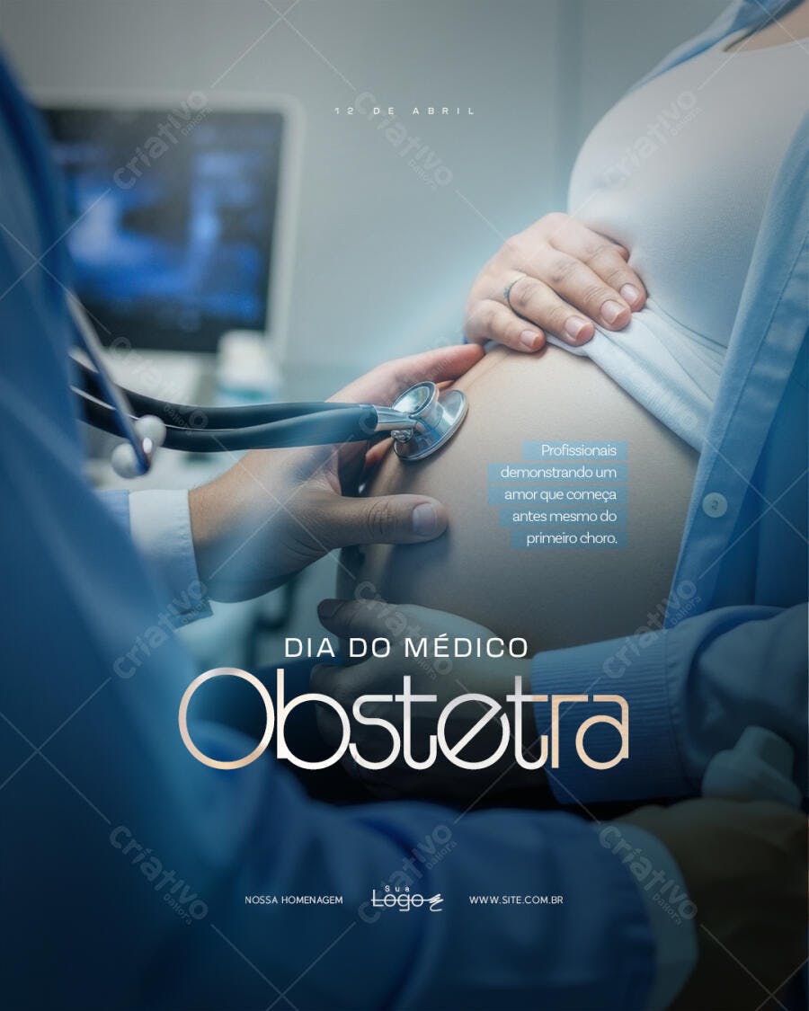Post Instagram Dia do Médico Obstetra PSD Editável