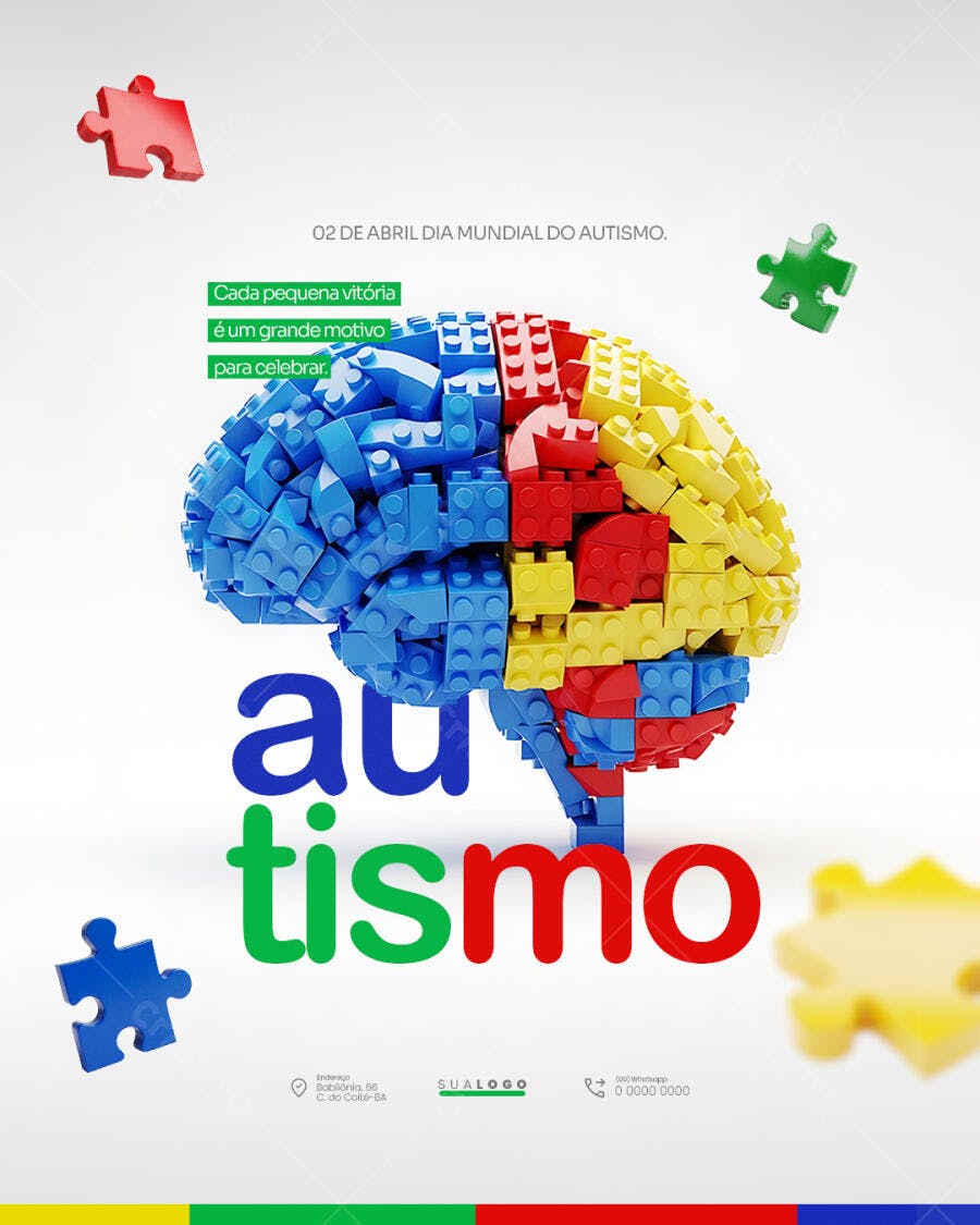 Post Dia Mundial Autismo Abril PSD Editável