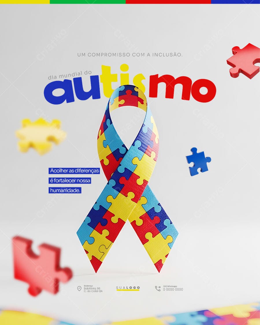 Post Dia Mundial do Autismo Conscientização PSD Editável