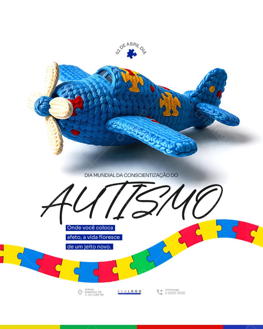 Post Instagram Dia Mundial Conscientização Autismo PSD Editável