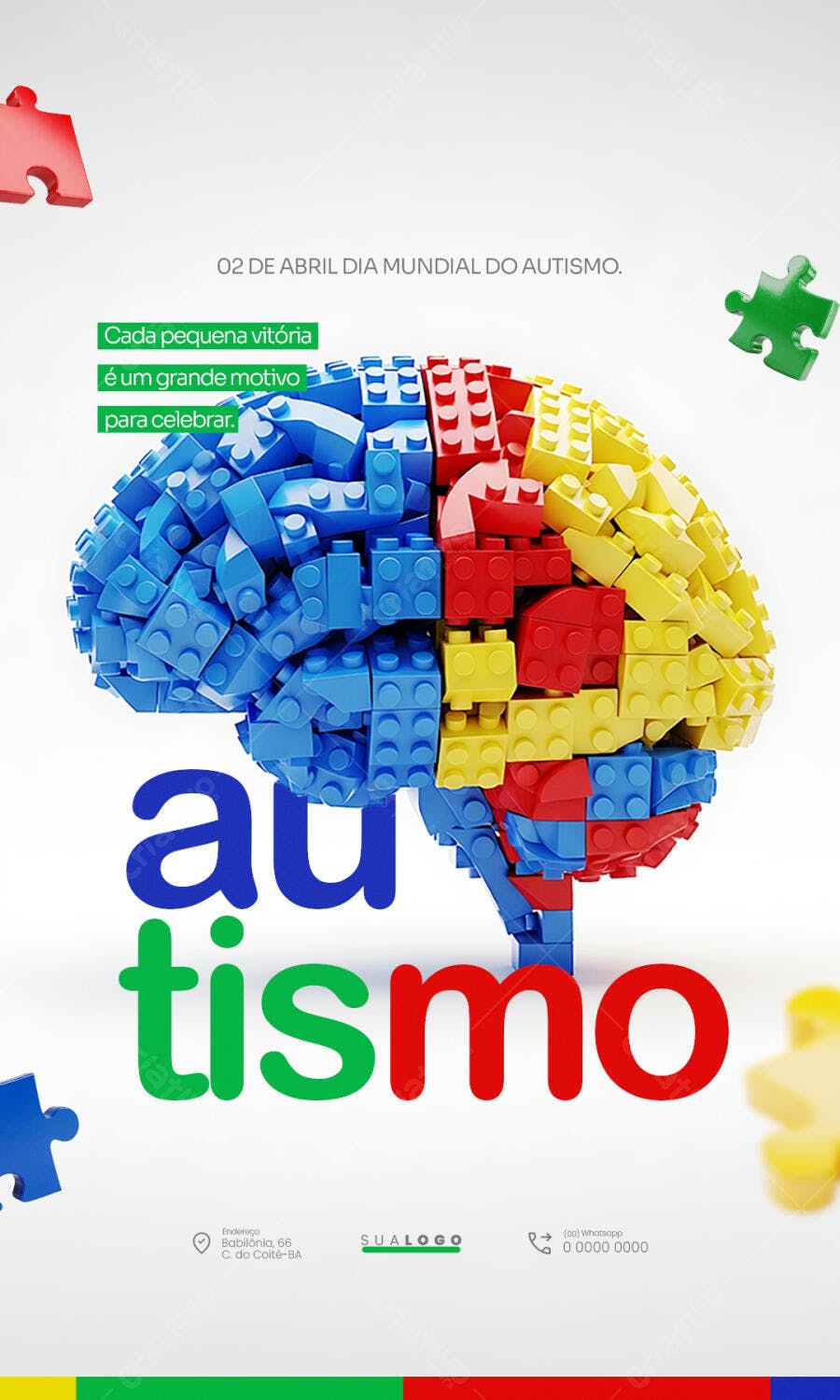 Post Dia Mundial do Autismo 2 de Abril PSD Editável