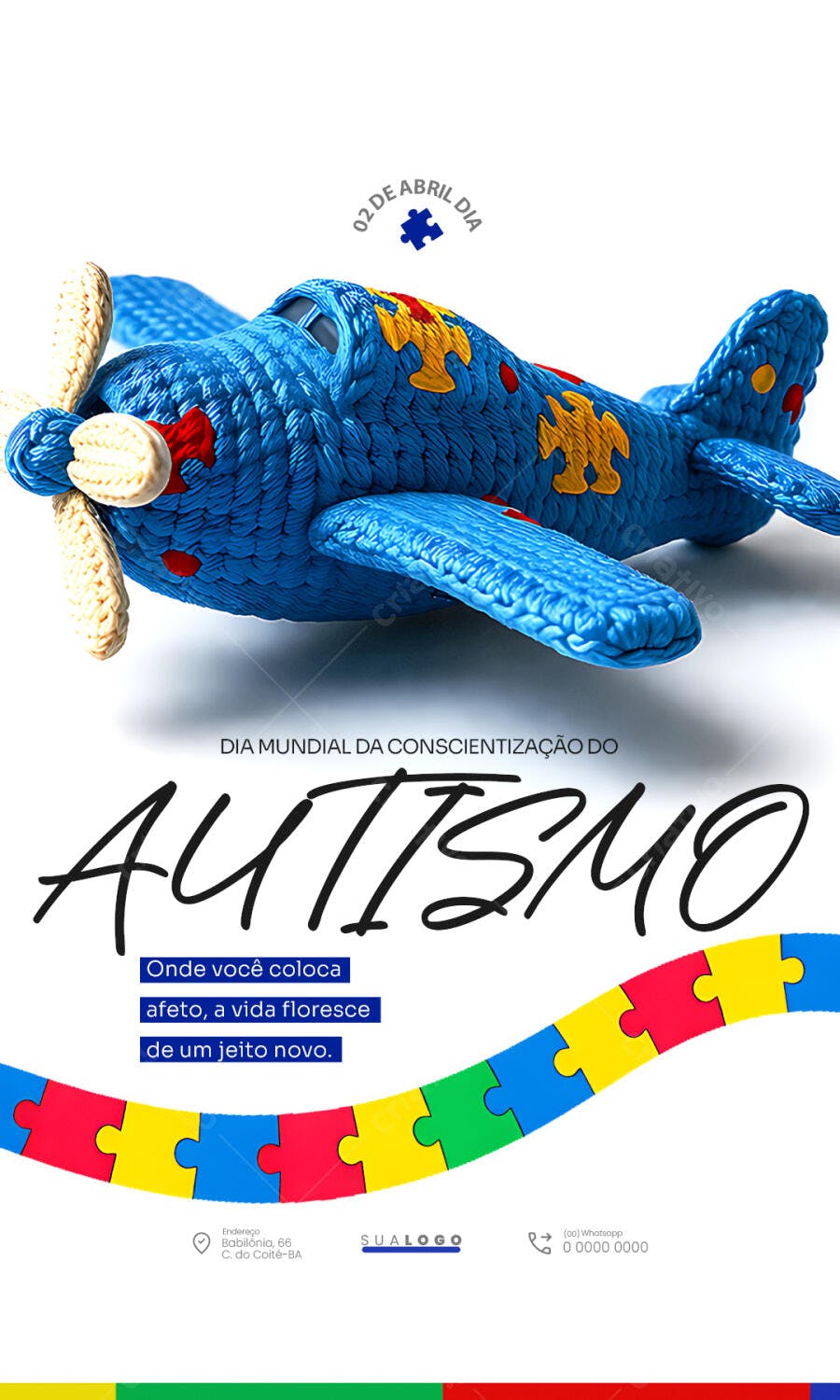 Post Instagram Dia Mundial Conscientização Autismo 2 de Abril PSD Editável