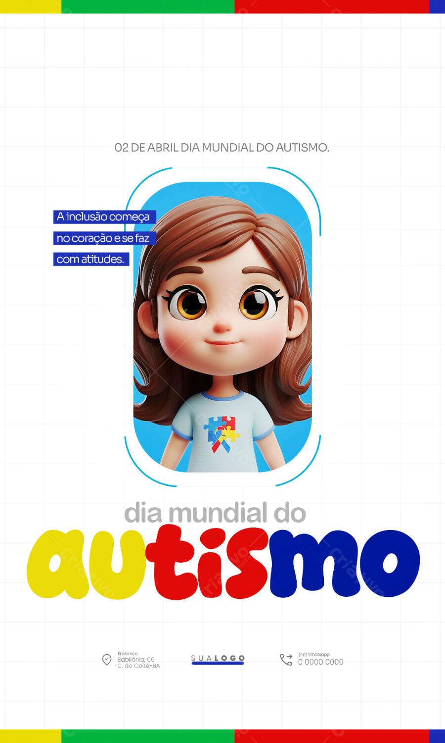 Post Dia Mundial do Autismo 2 de Abril PSD Editável