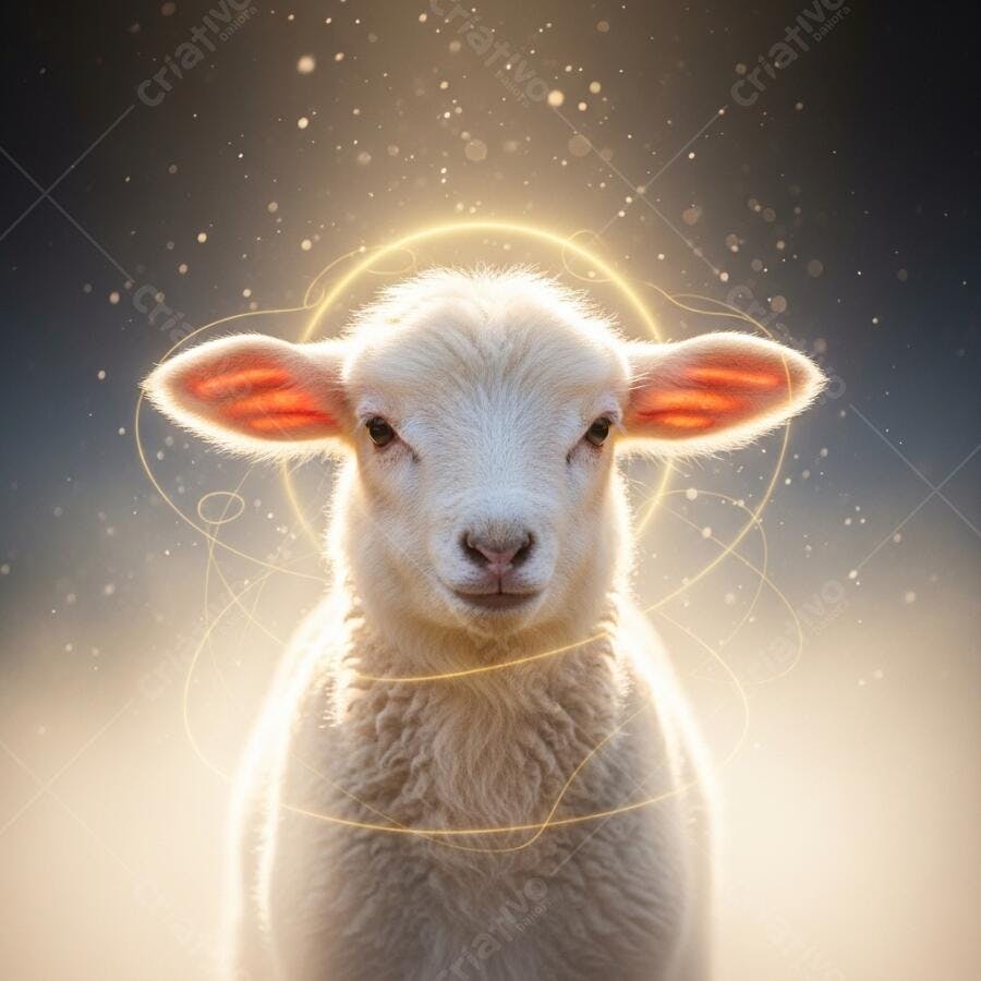 Foto Cordeiro Recém-Nascido Halo Dourado Luz Divina