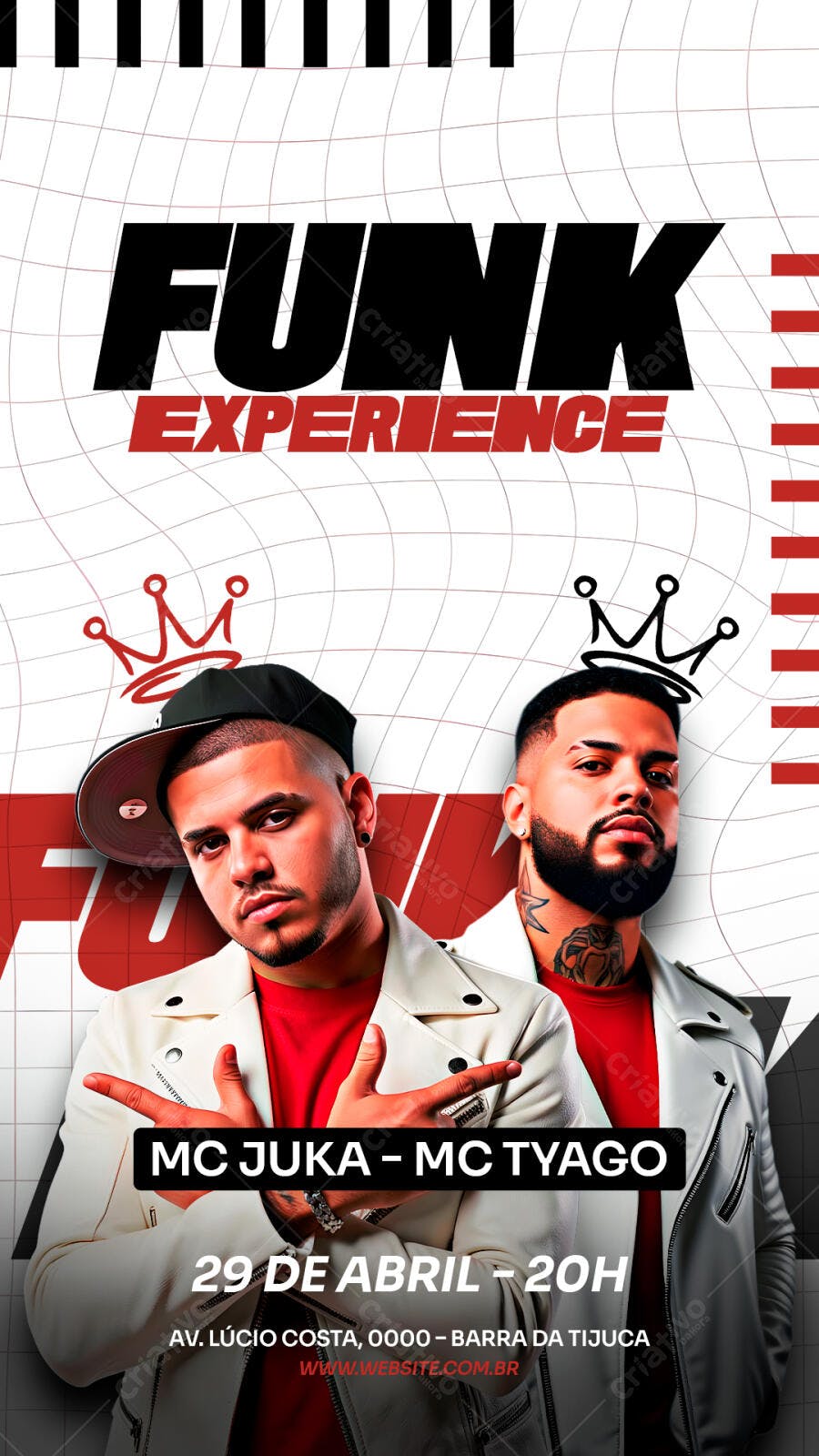 Flyer Funk Experience Show MC Juka MC Tyago PSD Editável