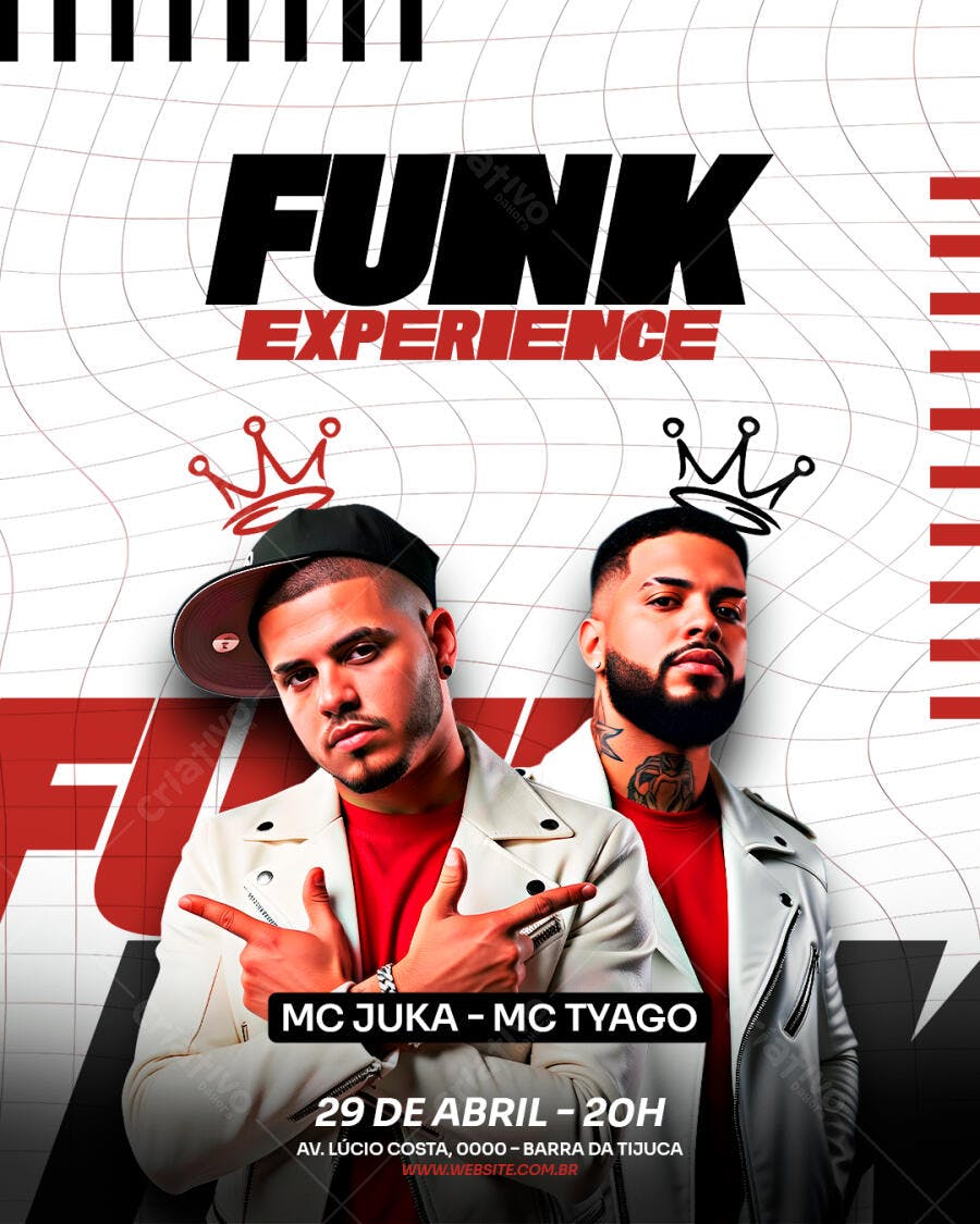 Flyer Funk Experience Show MC Juka MC Tyago PSD Editável