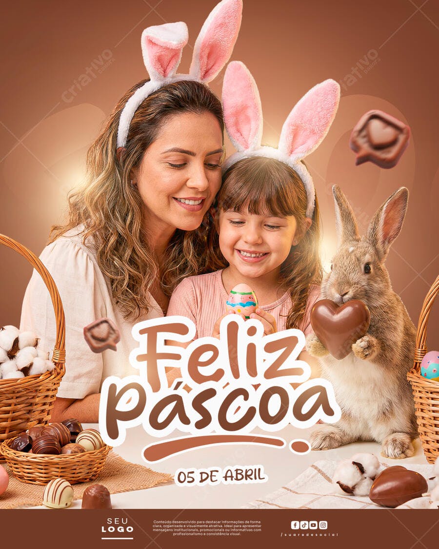 Feliz Páscoa Cardápio e Promoção Loja de Chocolates PSD Editável