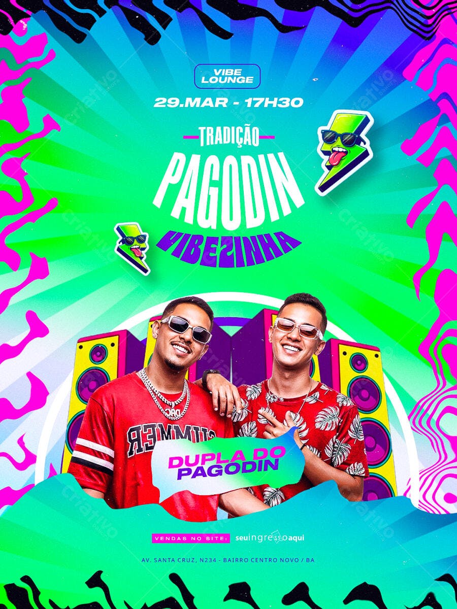 Flyer Pagodin Vibe Lounge Festa Balada PSD Editável