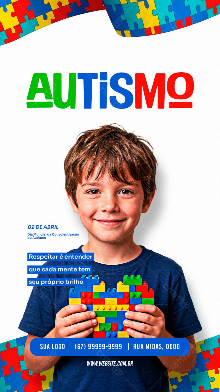 Story Instagram Dia Mundial Conscientização Autismo PSD Editável
