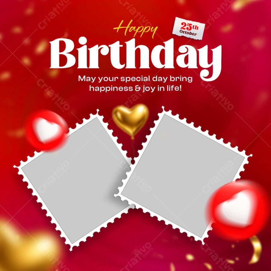 Template Aniversário Feliz 25 de Outubro PSD Editável