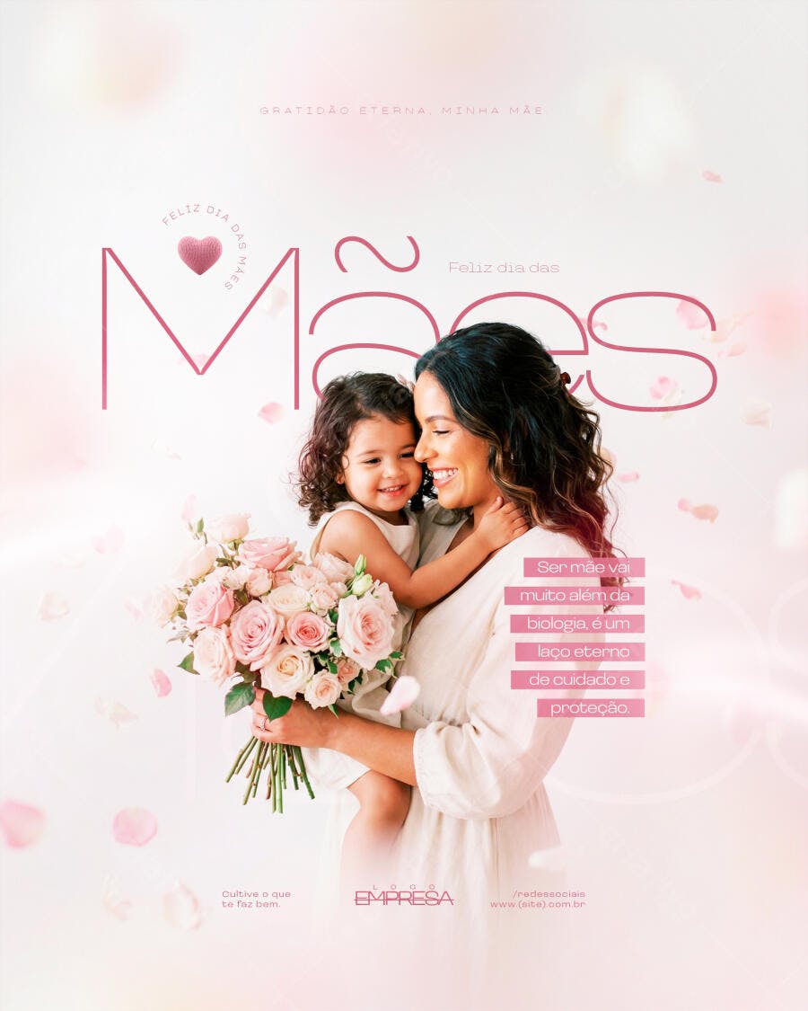 Flyer Dia das Mães Amor e Proteção PSD Editável