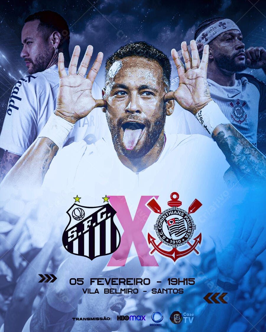 Post Santos Corinthians 05 Fevereiro PSD Editável