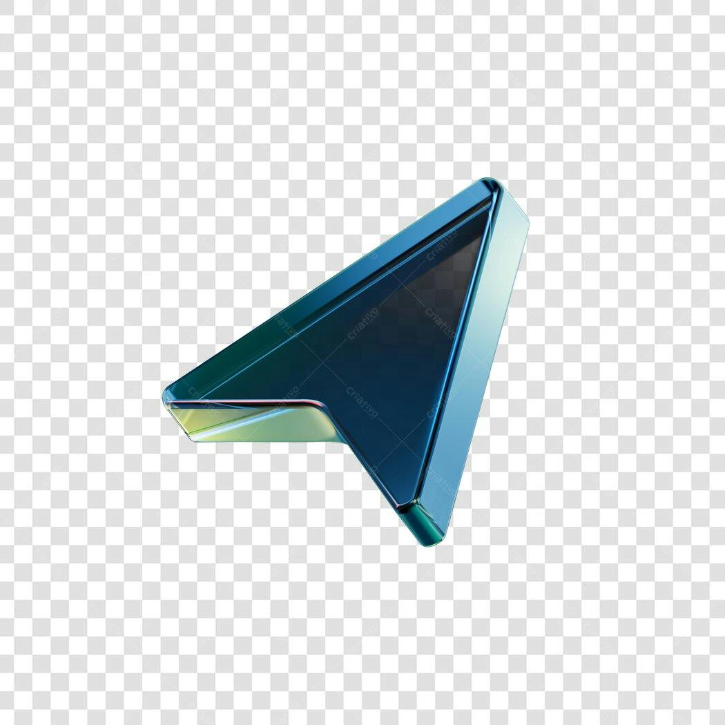 Elemento 3D Seta Navegação Azul PNG Fundo Transparente