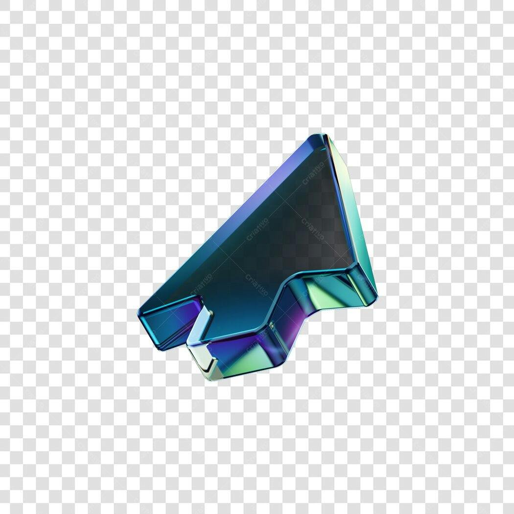 Elemento 3D Seta Metalizada Azul e Verde PNG Fundo Transparente