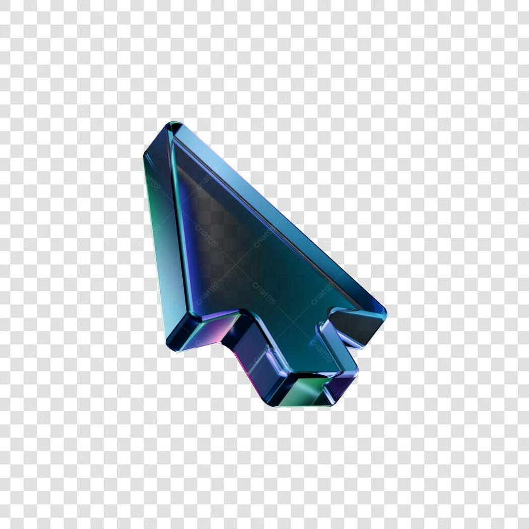 Elemento 3D Mouse Cursor Azul e Verde PNG Fundo Transparente