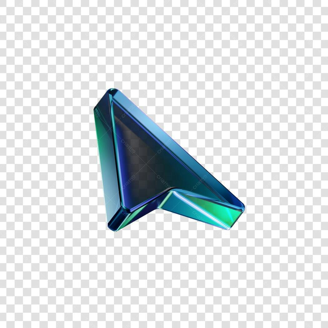Elemento 3D Seta Azul Verde PNG Fundo Transparente