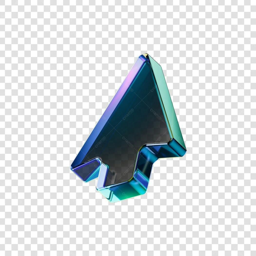 Elemento 3D Cursor Mouse Azul Degradê PNG Fundo Transparente