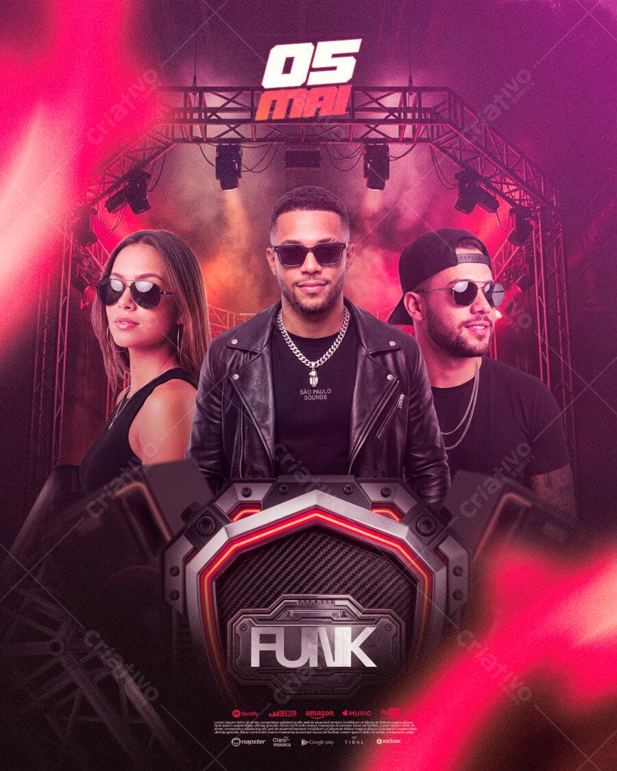 Flyer Festa Funk 05 Maio Balada PSD Editável