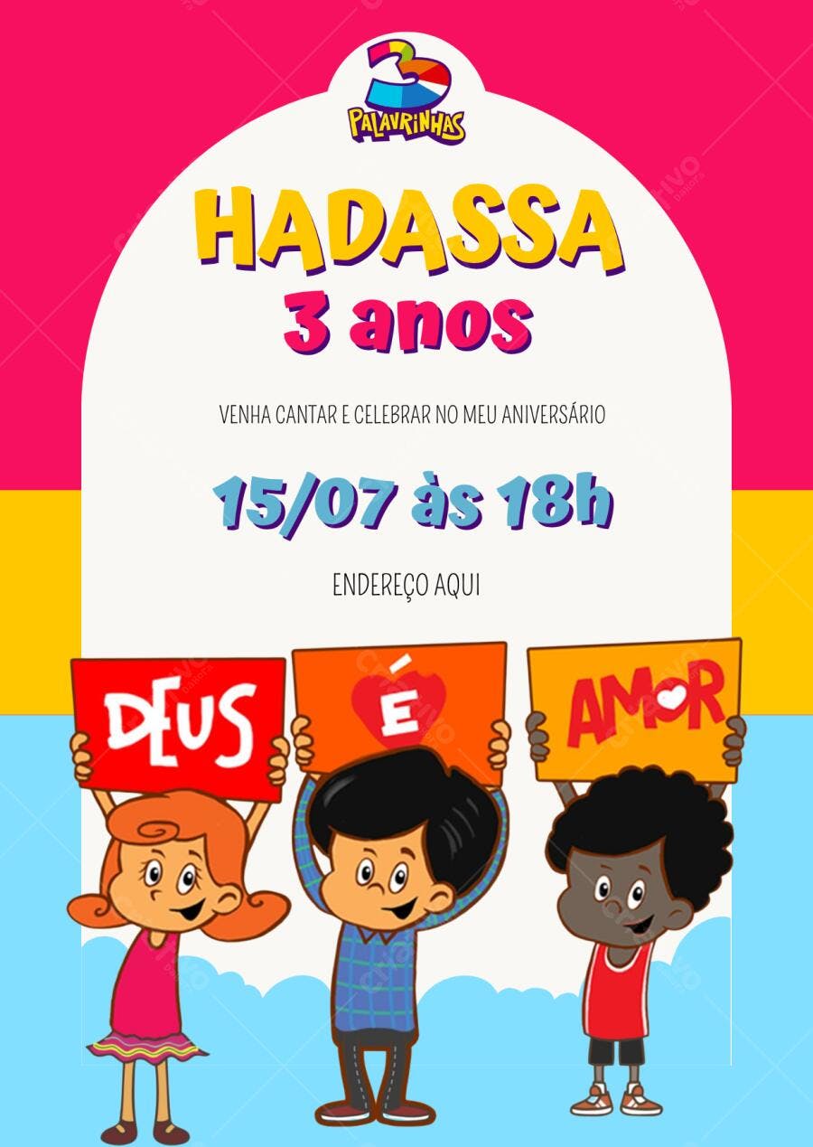 Convite Aniversário Palavrinhas 3 Anos Editável