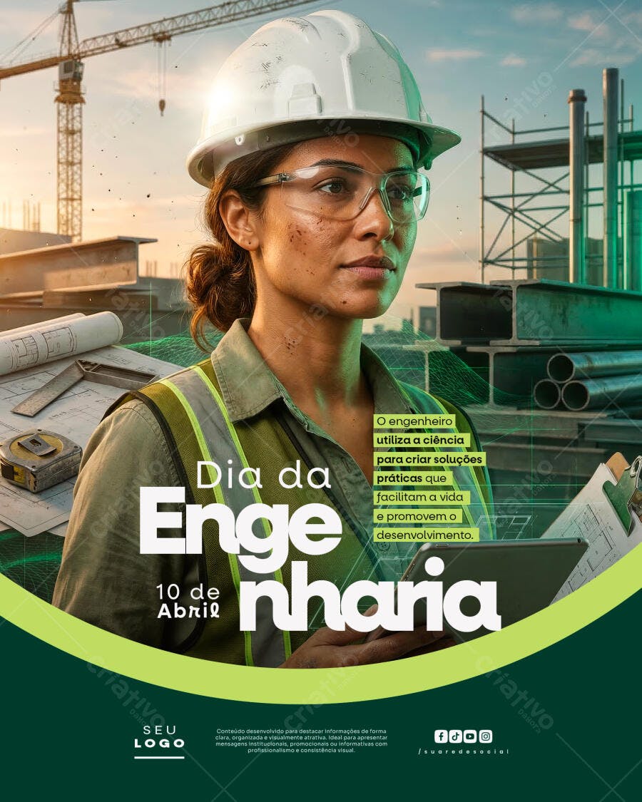 Post Dia da Engenharia 10 de Abril PSD Editável