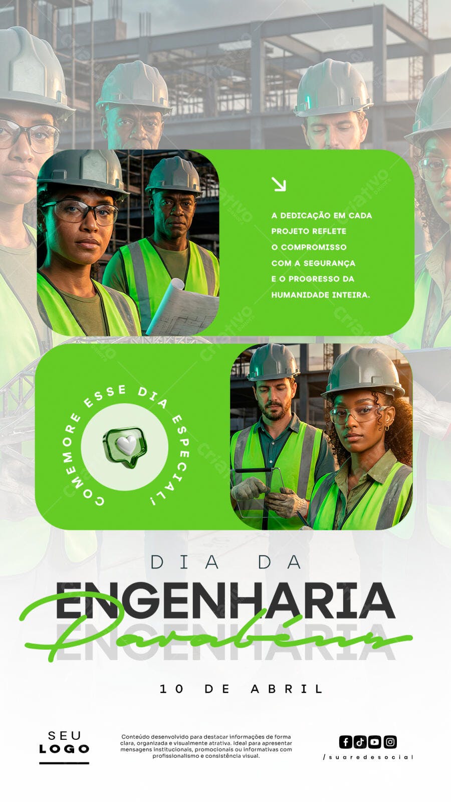 Story Instagram Dia da Engenharia 10 de Abril PSD Editável