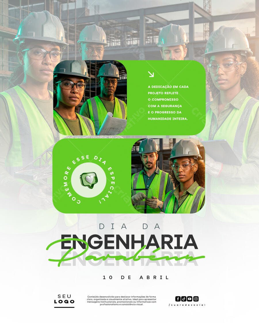 Post Dia da Engenharia 10 de Abril PSD Editável