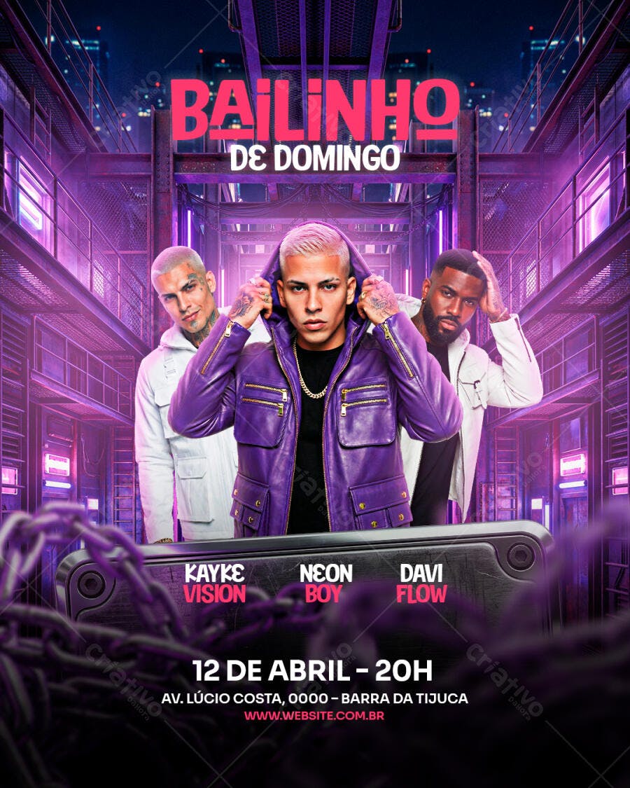 Flyer Baladinha de Domingo Festa Rave PSD Editável