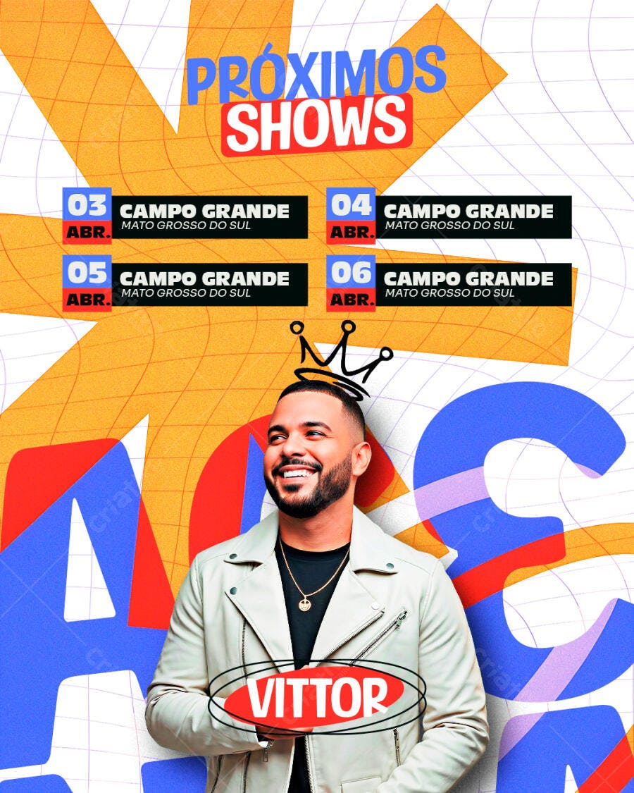 Post Instagram Próximos Shows Artista Musical PSD Editável