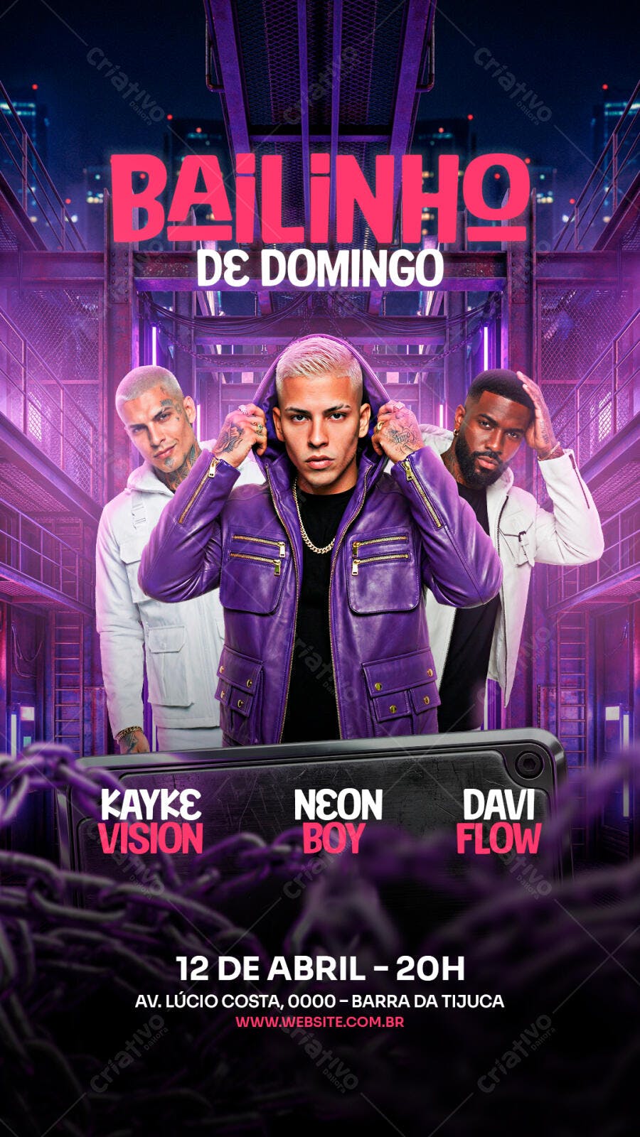 Flyer Balada Bailinho de Domingo Evento PSD Editável