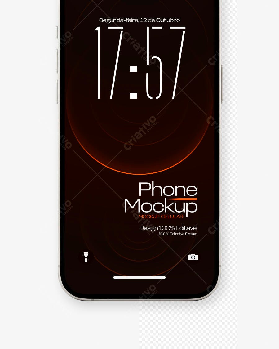 Mockup Celular Smartphone Tela Cheia Fundo Branco Editável