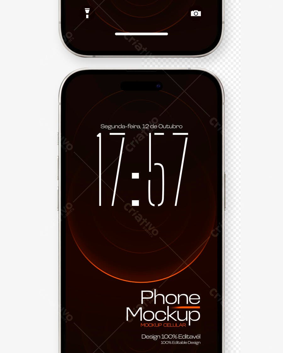 Mockup Celular Smartphone Tela Frontal Fundo Branco Editável