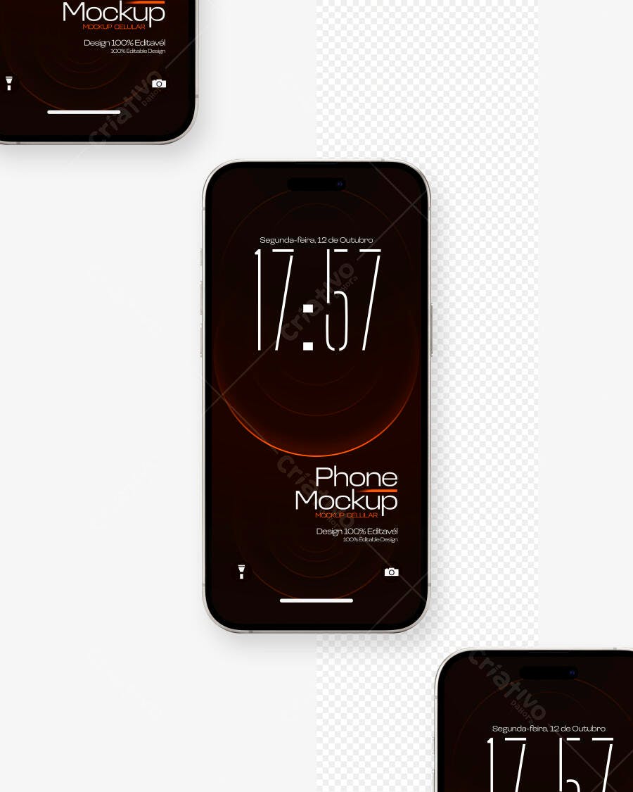 Mockup Celular Smartphone Moderno Fundo Transparente Editável
