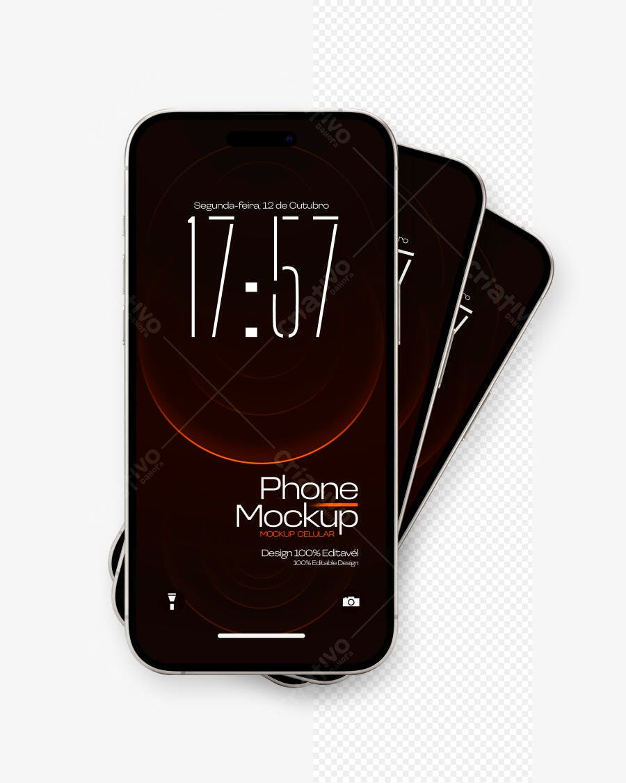 Mockup Celular Preto Fundo Branco Frontal Editável