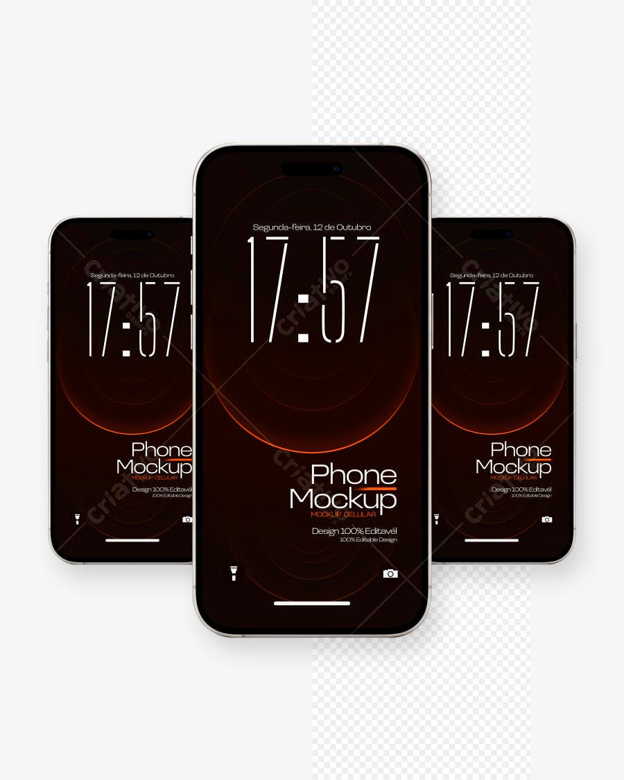 Mockup Celular Smartphone Moderno Fundo Branco Editável