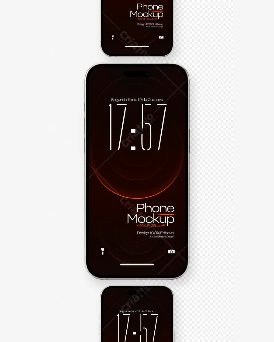 Mockup Celular Smartphone Tela Frontal Fundo Branco Editável