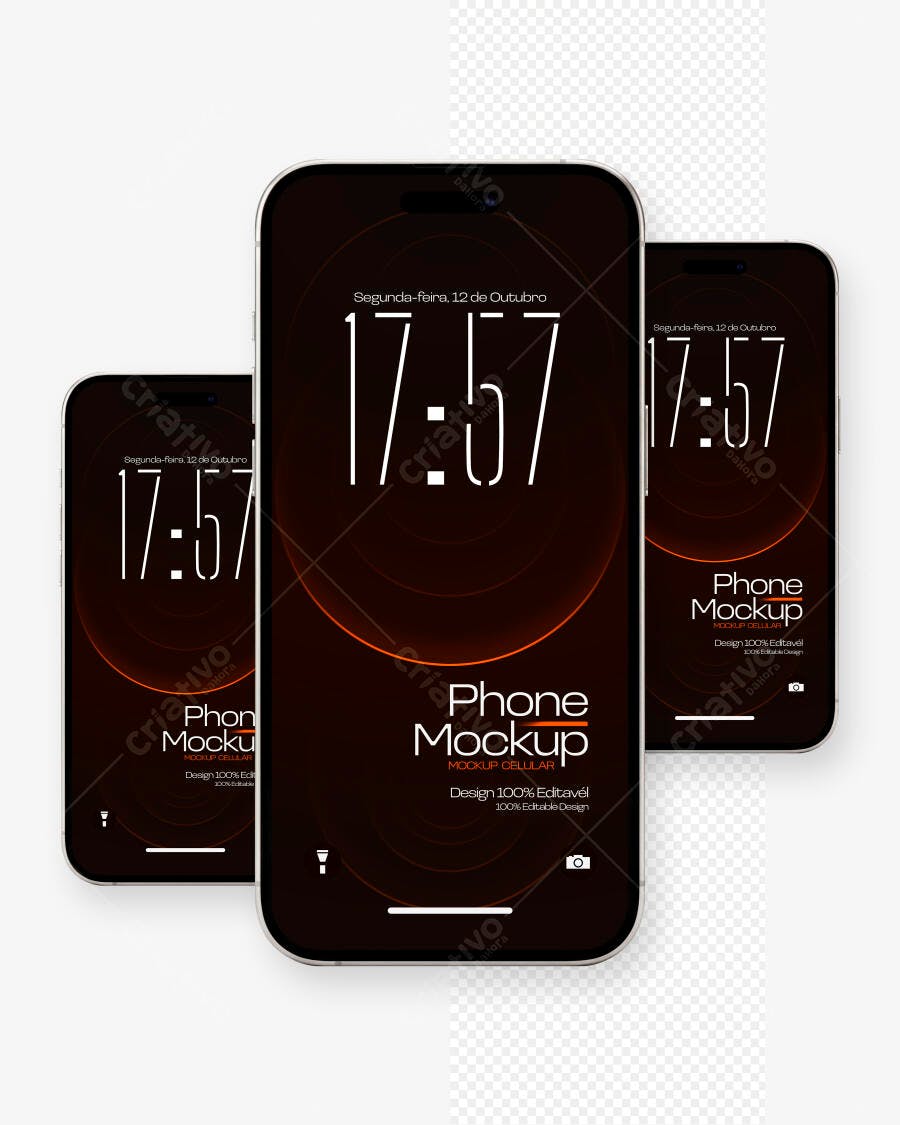 Mockup Celular Smartphone Moderno Fundo Branco Editável
