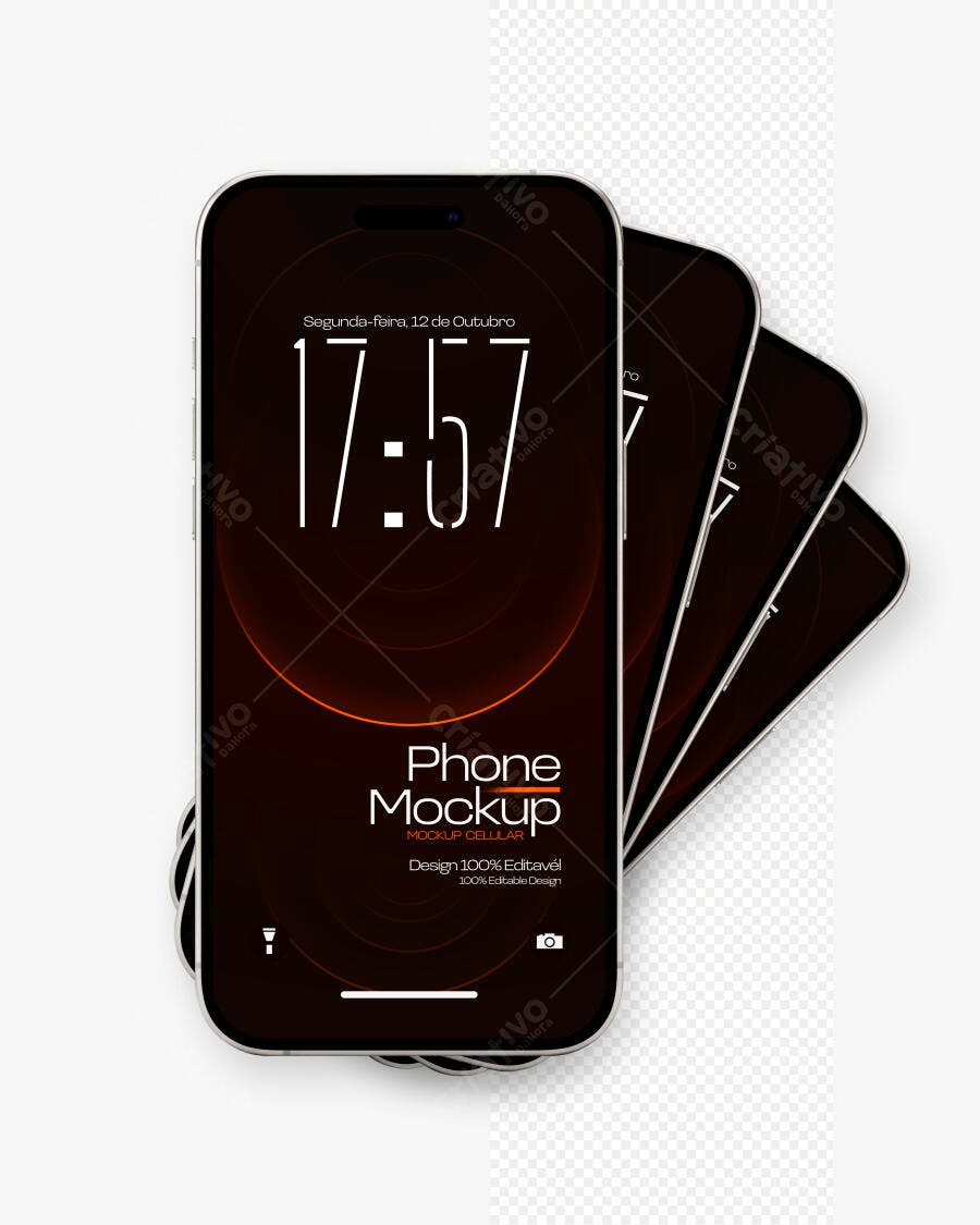 Mockup Celular Smartphone Frontal Fundo Transparente Editável