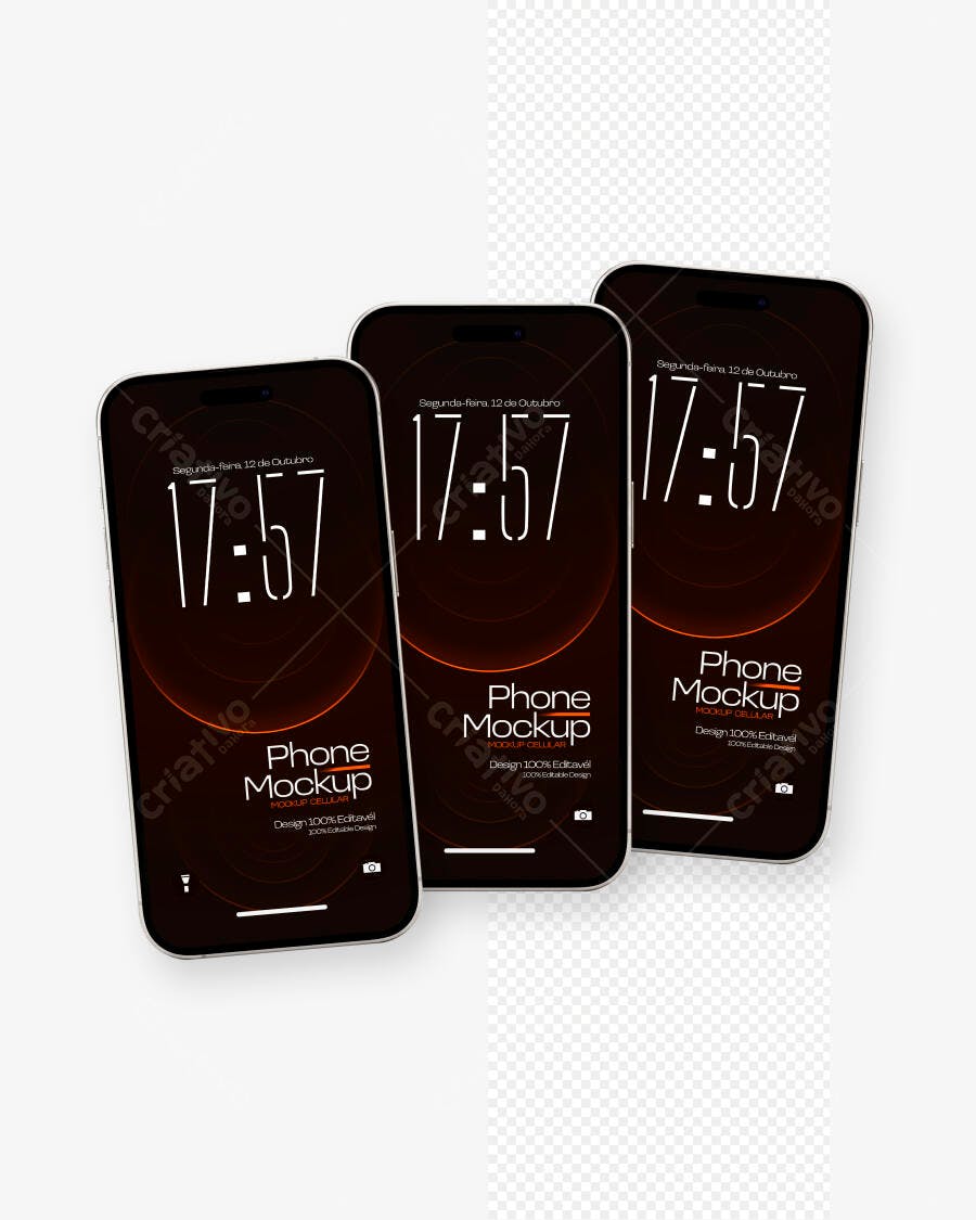 Mockup Celular Smartphone Preto Fundo Transparente Editável