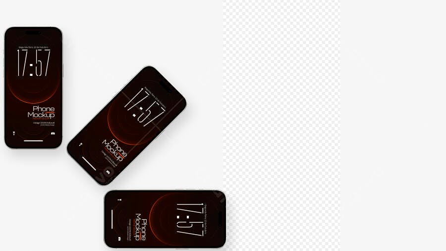Mockup Celular Preto Flat Lay Fundo Branco Editável
