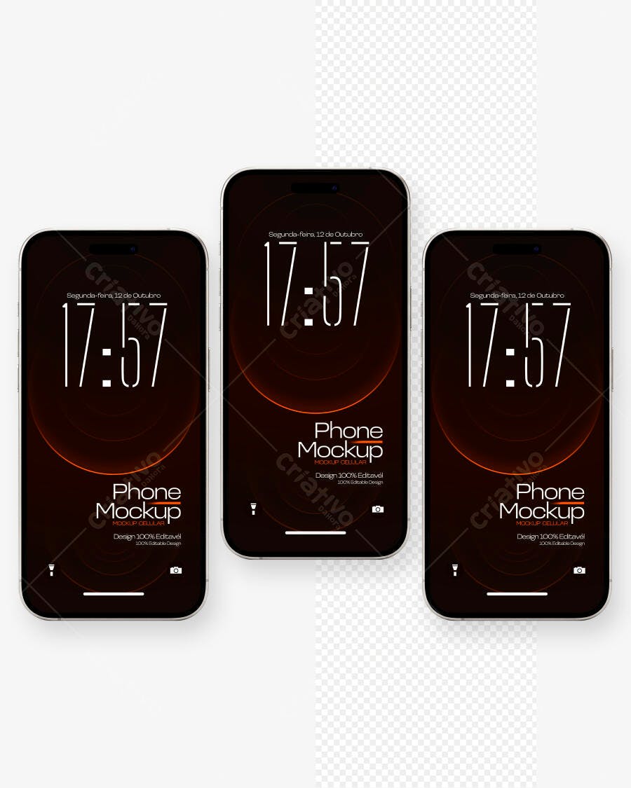 Mockup Celular Smartphone Preto Fundo Transparente Editável