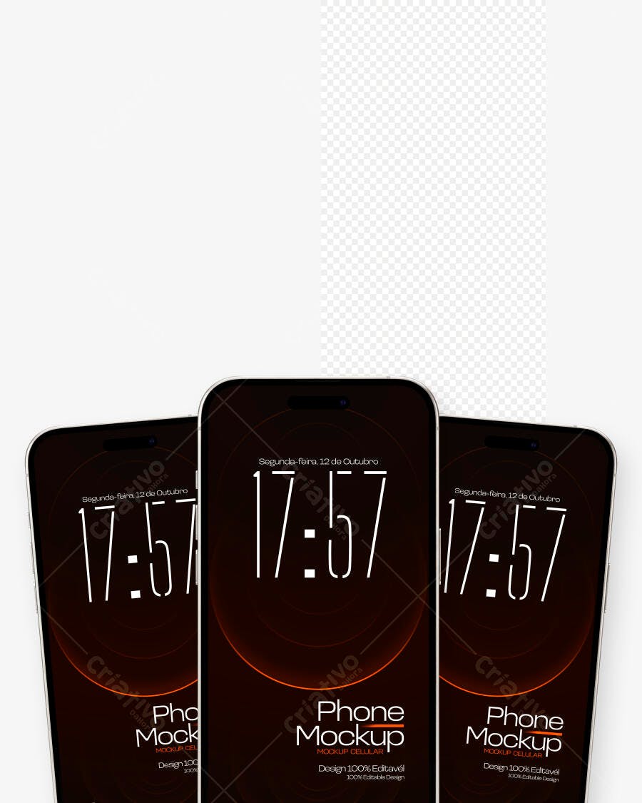 Mockup Celular Smartphone Tela Frontal Fundo Branco Editável