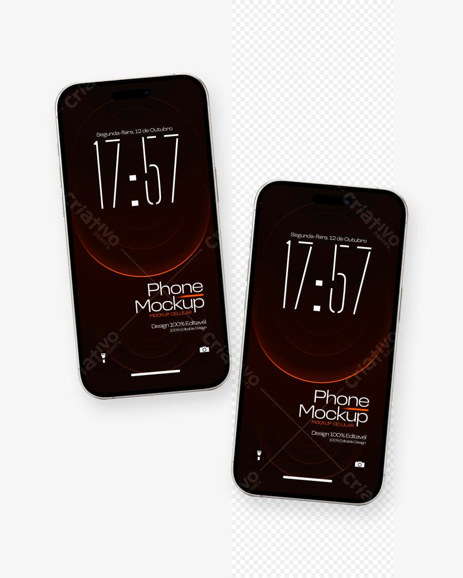 Mockup Celular Preto Minimalista Fundo Branco Editável