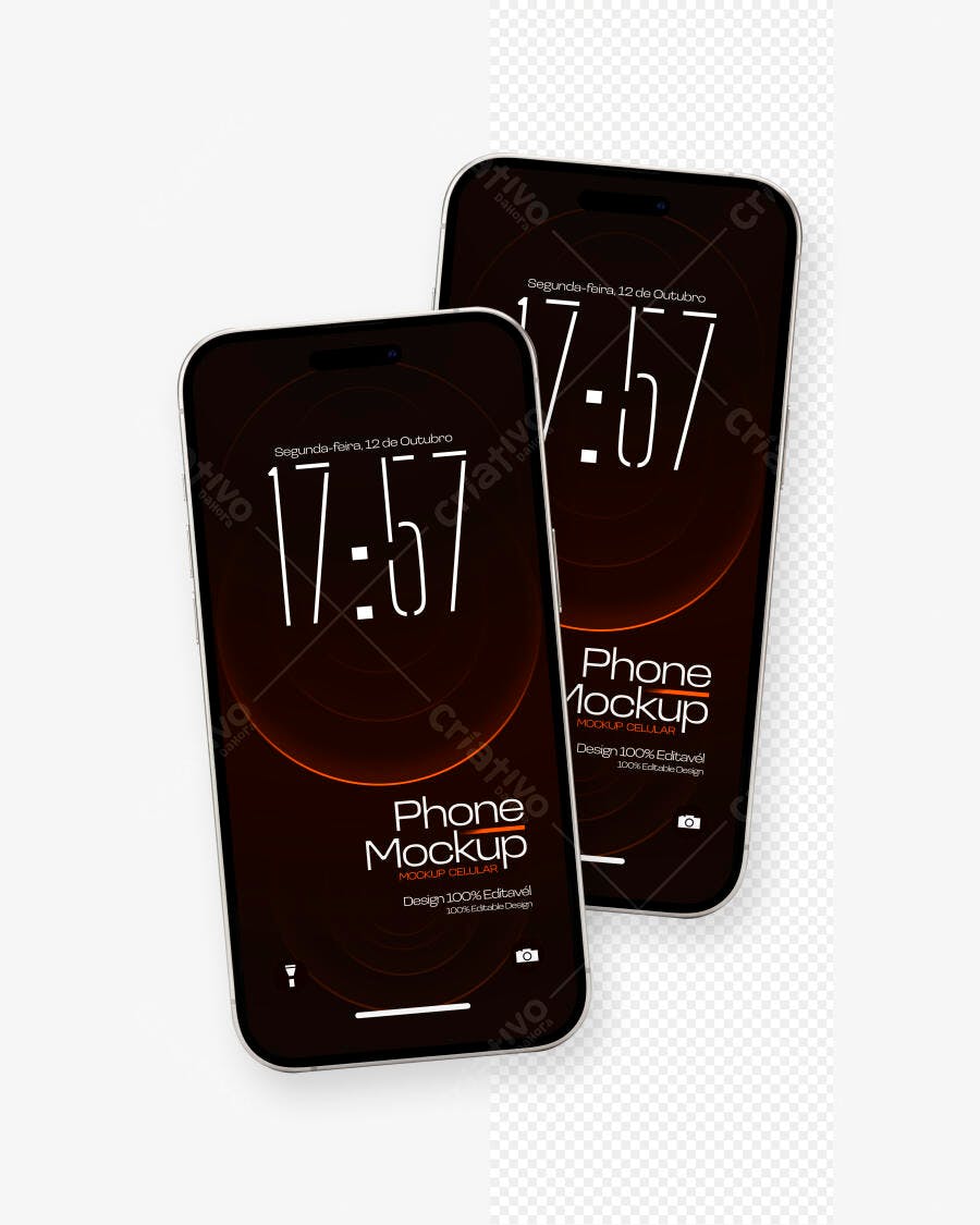 Mockup Celular Smartphone Moderno Fundo Branco Editável