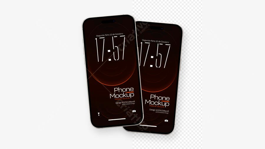 Mockup Celular Preto Vertical Fundo Branco Editável
