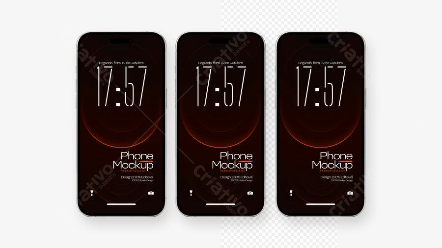 Mockup Celular Smartphone Preto Fundo Transparente Editável