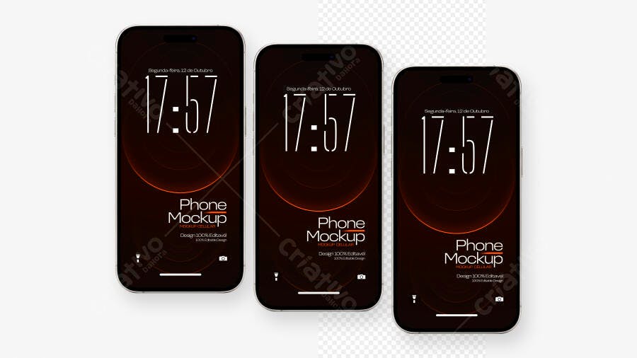 Mockup Celular iPhone Tela Frontal Fundo Branco Editável
