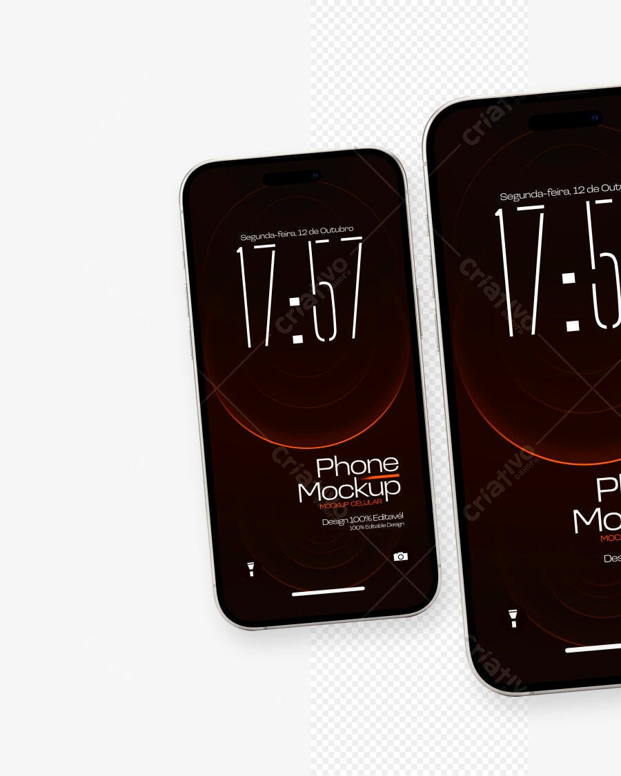 Mockup Celular Smartphone Tela Frontal Fundo Branco Editável
